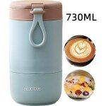 Boîte alimentaire isotherme - inox - 730ml - Étanche - double couche - cuillère pliable Boîte alimentaire isotherme - inox - 730ml - Étanche - double couche - cuillère pliable