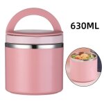 Bo�te alimentaire isotherme - rose - acier inoxydable - 630ml - �tanche - anti - fuite