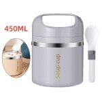 Bo�te alimentaire isotherme - thermos - acier inoxydable - 450ml - portable - gris clair