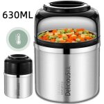 Boîte alimentaire isotherme - inox - 630ml - Étanche - portable - double couche Boîte alimentaire isotherme - inox - 630ml - Étanche - portable - double couche