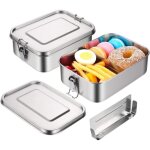 Bote bento inox lunch box inox anti fuite avec compartiment amovible 800ml bote  repas avec clip de ...