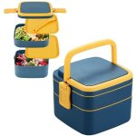Bo�te � bento - lunch box bleu - double couche - �tanche - compatible micro - ondes