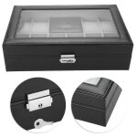 Bote  bijoux - non spcifi - multifonctionnelle - cuir noir - grande capacit - avec serrure