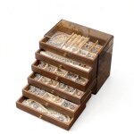 Bo�te � bijoux femme fille5 �tages spacieuxrangement multiniveaux pour maison et voyage en noyer et plastique ...