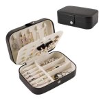 Bo�te � bijoux - femme - noir - cuir pu - portable - organisateur de voyage