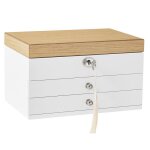 Bo�te � bijoux - helloshop26 - 3 niveaux - bois ding�nierie - miroir int�gr� - s�curit� � cl�