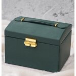 Boîte à bijoux - marque inconnue - 2 couches en cuir pu vert foncé - grande capacité de rangement Boîte à bijoux - marque inconnue - 2 couches en cuir pu vert foncé - grande capacité de rangement