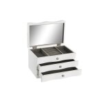 Bote  bijoux - miroir en velours - lgante - blanche - dimensions 27x18x16 cm