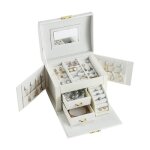 Bote  bijoux boite de rangement en pu cuir prsentoir  bijoux coffret  bijoux avec miroirs - mallette ...