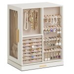 Bo�te � bijoux rotative � 360� coffret � bijoux avec 5 tiroirs fen�tres en verre