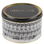 Bote  biscuits en mtal noir blanc et dor