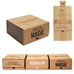 Bo�te cadeau carton kraft pliable 25x25x12cm beige ivoire cr�me �cru naturel taupe