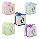 Bo�te � drag�es - coffret cadeau empreinte de b�b� - 50pcs - rubans inclus - f�te danniversaire