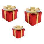 Boîte cadeau - noël - rouge et or - 3 pièces - papier film mat - décoration noeud papillon Boîte cadeau - noël - rouge et or - 3 pièces - papier film mat - décoration noeud papillon