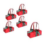 Bote cadeau - non spcifi - nol - 5 botes avec rubans et cloches - rutilisable - rouge