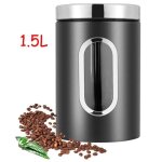 Bote  caf - hermtique alimentaire - noir - 11x11x16. 5cm - acier inoxydable et plastique pe