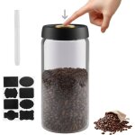 Bo�te � caf� herm�tique en verre - dok - 18 l - sous vide - couvercle noir - bouton dor� - conservation ...