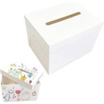 Bo�te � cartes blanche pour cagnotte anniversaire et mariage - format 30x22x22 cm avec urne et enveloppes ...