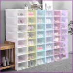 Bo�te � chaussures � clapet empilable cocosity - blanc - organisateur de chaussures en meuble bac