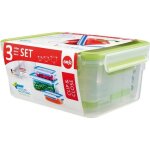 Bo�te clip & close 3d rectangulaire vert clair - lot de 3