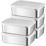 Bo�tes de conservation en acier inoxydable - dok - lot de 5 - 1100 ml - 182x13x59 cm - r�utilisables ...