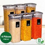 Boite conservation alimentaire plastique herm�tique 17l lot 6 - r�cipient bocal rangement cuisine bpa ...