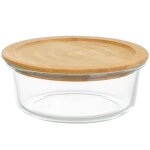 Bo�te de conservation ronde en verre et bambou 950ml