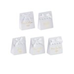 Bo�tes - d�coration de f�te - 10 bo�tes blanches � ruban - 7 x 85 cm - inscriptions dor�es - style romantique ...
