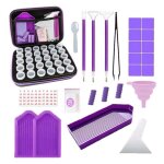 Boite de rangement - diamond painting - 30 compartiments - plastique - 21x17x7 cm - violet