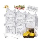 Bote  drages - mariage - 50 pices - papier nacr - rubans inclus - 5x5x8 cm