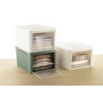 Bote de rangement infinity en plastique - blanc crme - taille l - l 50 x l 40 x h 25 cm