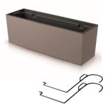 Bote a fleurs et support pot de fleurs 58 cm bac de balcon jardiniere en plastique couleur mokka intrieur ...