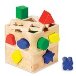 Bo�te � formes - 575 - 16 formes qui tintent - cube en bois dur 55 pouces - pour b�b�