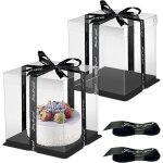 Boite a gateau transparente boite layer cake boite de transport gateau 26 x 26 x 25cm bo�te � g�teaux ...