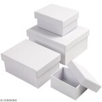 Bo�tes de rangement - 20 - papier m�ch� - blanc - rectangulaires - 4 pcs