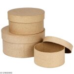 Botes gigognes rondes - kraft - papier mch - beige - lot de 3