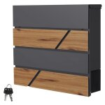 Bo�te aux lettres 37x365x11 cm couleur anthracite / imitation bois en acier ml - design