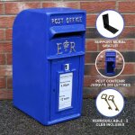 Boîte aux lettres murale bleue en fonte - la poste royal mail - verrouillable - clé dorée incluses Boîte aux lettres murale bleue en fonte - la poste royal mail - verrouillable - clé dorée incluses