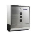 Wiltec bo�te aux lettres murale ou sur pied et porte - journaux verrouillable couleur argent�e acier ...