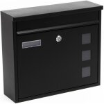 Wiltec bo�te aux lettres murale v12 verrouillable noire acier galvanis� 362 x 115 x 315 mm avec clapet ...