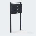 Wiltec bo�te aux lettres sur pieds noire 556 x 270 x 1500 mm avec 3 compartiments verrouillables et porte ...