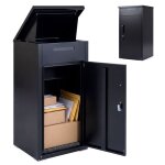 Bo�te aux lettres verrouillable 435x415x855cm costway - bo�te � colis acier galvanis� - 2 cl�sd�flecteur ...