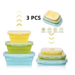 Boîte à lunch - non spécifié - lot de 3 - silicone de qualité alimentaire - pliable - 350ml / 500ml / ... Boîte à lunch - non spécifié - lot de 3 - silicone de qualité alimentaire - pliable - 350ml / 500ml / ...