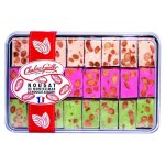 Bote mtal d?assortiment de nougat vanille framboise pistache 250gr chabert et guillot