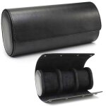 Bo�te � montres � 3 compartiments - cuir pu noir - 22 x 7 x 10 cm - coffret rangement montres pour ranger ...