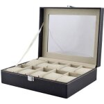 Coffret  montres - leshp - pour 10 montres - simili cuir - noir
