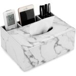 Bo�te � mouchoirs rectangulaire en cuir synth�tique avec t�l�commande (marbre blanc) a452