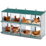 Bo�te de nidification pour poules - 8 compartiments - m�tal - montage mural - 108x41x67 cm - ventilation ...
