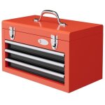 Boite  outils mtallique caisse  outils 3 tiroirs + plateau tapis eva poigne tle acier rouge noir ...