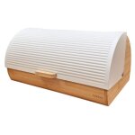 Bo�te � pain en bois de bambou couvercle coulissant bread box conserver painen briebe bb1162 blanc